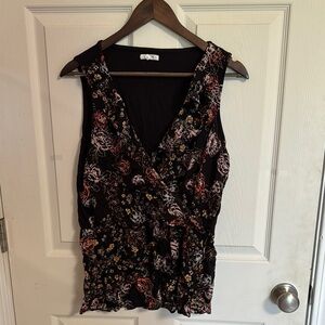 Talbots Pink and Black Wrap Blouse Sleeveless Fitted
